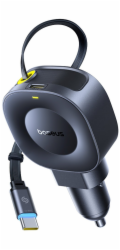 Baseus Nabíječka PrimeTrip VR2 45W + 45W autonabíječka s výsuvným kabelem USB-C - černá