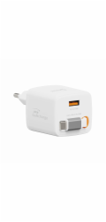 Swissten Nabíječka Swissten SlideCHARGE GaN 30W USB-A 18W nabíječka s navíjecím kabelem USB-C 0,75 m bílá