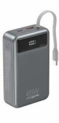Gembird PB20-PD65-LCD-01 Rychlonabíjecí powerbanka s integrovanými kabely, 65W, 20000 mAh, černá