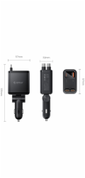 Orico Twin Reach 45W USB-A + USB-C autonabíječka se dvěma zatahovacími kabely USB-C - černá