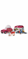 Schleich Horse Club Dobrodružství s přívěsem na auto a koně, autíčko