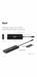 Club3D Dokovací stanice USB-C, 8-in-1 MST Dual (1x HDMI/1x DP) 4K60Hz, Display Travel Dock