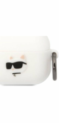 Karl Lagerfeld Pouzdro Karl Lagerfeld KLAPRUNCHH kryt Apple AirPods Pro bílá/bílá Silikonová hlava Choupette 3D
