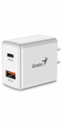 GENIUS nabíječka PD-20AC, 20W, rychlé nabíjení, USB-C PD3.0, USB-A QC3.0, bílá