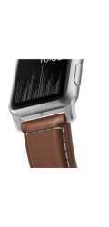 Nomad Řemínek NOMAD Tradiční kožený hnědý 42mm / 44mm konektor stříbrný