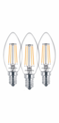 Philips LED žárovka E14 ve tvaru svíčky 4,3 W, balení 3 ks, 9,7 x 3,5 cm (V x Š)