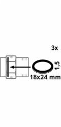 Kirchhoffovo těsnění šroubového spoje, vulkanizované vlákno, 18 mm x 24 mm x 1,5 mm, červené, 3 kusy