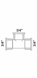 Kirchhoff T-kus 24,2 mm (3/4" vnitřní závit) červená mosaz