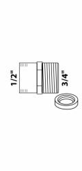 Kirchhoff redukce 26,4 mm (3/4" vnější závit) x 18,7 mm (1/2" vnitřní závit) chrom