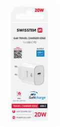 Swissten Síťový Adaptér Edge GaN 1x USB-C PD 20W Bílý