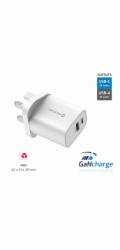 Swissten Síťový Adaptér Edge GaN 1x USB-C PD 35W + 1x USB-A 18W QC, Pro UK Zásuvku Bílý