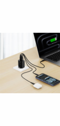 Swissten Síťový Adaptér Edge GaN 2x USB-C PD 65W + 1x USB-A 18W QC Černý