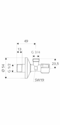 Ventil pračkový 1/2x3/4 vřetenový Schell Comfort