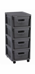 Regál Curver Infinity Dots 4x11L se zásuvkami tmavě šedý
