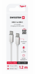 Swissten Datový Kabel Textile USB-C / USB-C 1,2 M Stříbrný