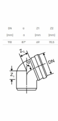 Magnaplast Koleno 87° vnitřní kanalizace dBB 110mm (15750)