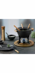Fondue set COUNTRY 11-dílný litina / dřevo KL-16644