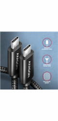 AXAGON BUCM2-CM10AB, CHARGE kabel USB-C <-> USB-C, 1m, Hi-Speed USB, PD 240W 5A, ALU, oplet, černý