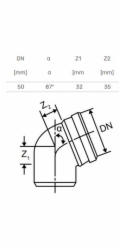 Koleno pro vnitřní drenáž Magnaplast Skolan, 58 mm, 87°