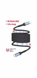 Swissten magnetický datový kabel samonavíjecí usb-c / usb-c 1 m