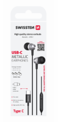 Swissten usb-c sluchátka metallic černá