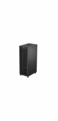 19palcová černá stojící racková skříň 47U 800x1200 s perforovanými dvířky, LCD (ploché balení) V2