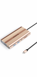 Orico XDR 12-v-1 USB-C dokovací stanice/replikátor v růžovo-zlaté barvě (ORICO-XDR-X33-RG-BP)