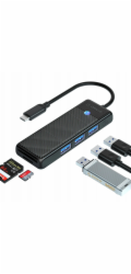 Orico PAPW3AT-U3 USB HUB 4portový 3x USB-A 3.0 s čtečkou karet microSD/SD 1,8 m - černý (6941788869363)