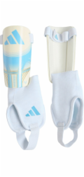 Adidas Dětské fotbalové chrániče holení Messi Match bílé a modré (KX4137 M)