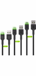 Green Cell Set 3x Cable GC Ray USB-C Cable 30cm, 120cm, 200cm with green LED backlight, fast charging UC, QC 3.0
