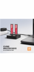 AXAGON ADSA-M2C22L, USB-C 20Gbps dokovací stanice pro 2× M.2 NVMe SSD s funkcí klonování