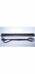 PremiumCord Panel napájecí do 19" racku 1U, 9x230V, 2m kabel