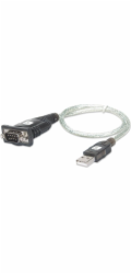 Techly IDATA USB-SER-2T Kabel Průhledná 0,45 m USB Typ-A DB-9