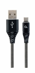 GEMBIRD Kabel USB 2.0 AM na Type-C kabel (AM/CM), 2m, opletený, černo-bílý, blister, PREMIUM QUALITY