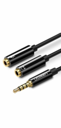 Adaptér UGREEN 3,5 mm M, 2 x 3,5 mm F, 0,2 m, černý