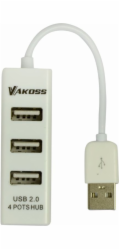 Vakoss TC-234UX interface hub USB 2.0 Black