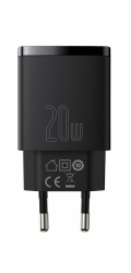 Baseus kompaktní rychlonabíjecí adaptér USB-A + Type-C 20W EU, černá