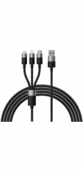 Kabel USB 3v1 Baseus řady StarSpeed, USB-C + Micro + Lightning 3,5A, 1,2 m (čern