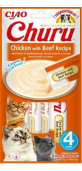 Inaba Foods Inaba CHURU Kuřecí a hovězí pochoutka pro kočky 4x14g