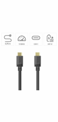HAMA Essential Line, Kábel USB-C/USB-C, 240W, 0.75