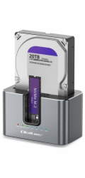 Qoltec Dokovací stanice 2 v 1 s pevným diskem a SSD | SATA | M.2 NVMe | Klonování | USB-C | 10 Gb/s | 28 TB