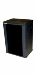 XtendLan 19" nástěnný rozvaděč 15U 600x450, nosnost 60 kg, skleněné kouřové dveře, rozložený, černý