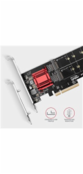AXAGON PCEM2-ND, PCIe x8 řadič - 2x M.2 NVMe M-key slot, RAID, podpora desek bez bifurkace, vč. LP