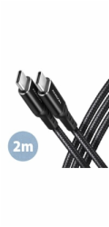 AXAGON BUCM-CM20AB, HQ kabel USB-C <-> USB-C, 2m, USB 2.0, PD 60W 3A, ALU, oplet, černý