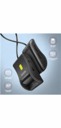 AXAGON CRE-SM3SD, USB-A FlatReader 4-slot čtečka Smart card (eObčanka) + SD/microSD/SIM, kabel 1.3 m