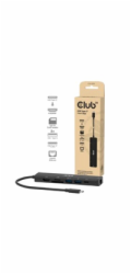 Club3D Dokovací stanice USB-C 7v1, 1xHDMI, 1xUSB-C PD, 2xUSB, 1xRJ45, microSD/SD, černá