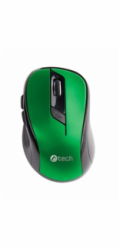 C-TECH myš WLM-02, černo-zelená, bezdrátová, 1600DPI, 6 tlačítek, USB nano receiver