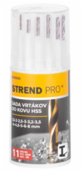 Vrtáky do kovu sada 11 ks (1,5 - 8 mm HSS) Strend Pro