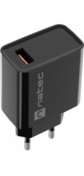 Ribera 1x USB-A 18W nástěnná nabíječka Černá
