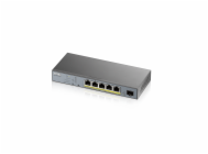Zyxel GS1350-6HP 6 Port smart managed CCTV PoE switch, long range, 60W, 5x GbE, 1x SFP